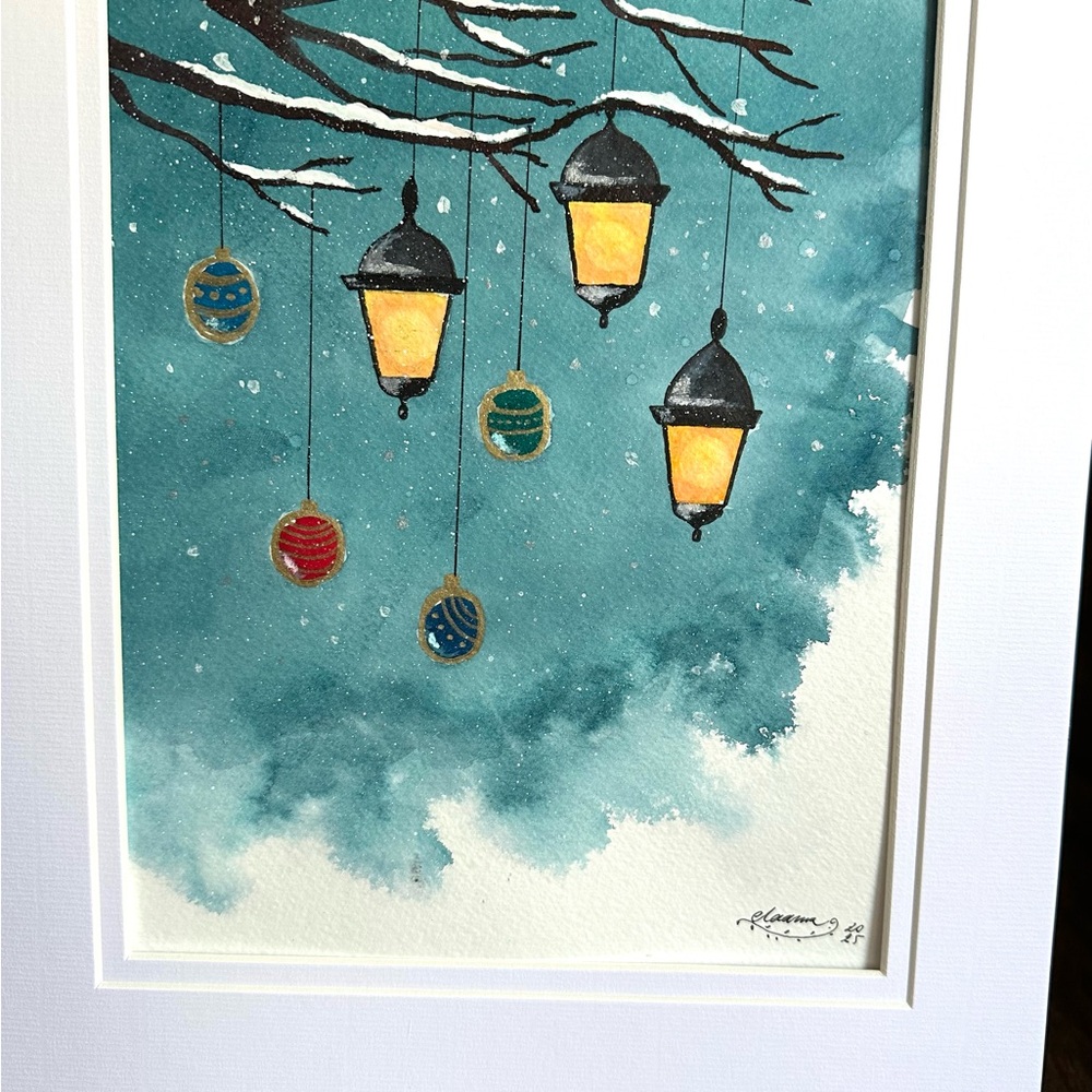 🎉SALE! Hand-Made New Watercolor Art Lanters in Snow - Picture 4 of 7